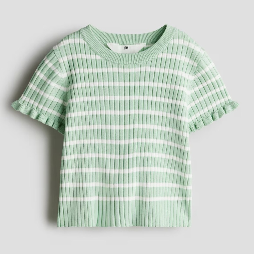 H&M Kids Mint and White Striped Tee